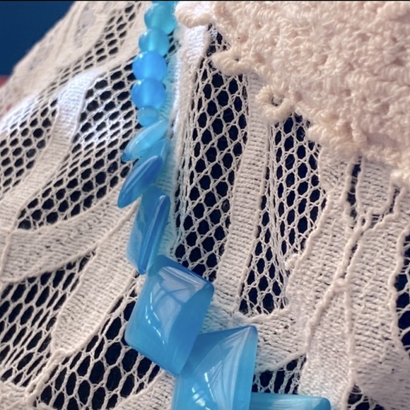 Vintage Blue Moonglow glass  Necklace 18”Length - Picture 5 of 15